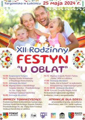 Zapraszamy na XII Rodzinny Festyn 'U Oblat' - 25 maja 2024 r. na targowisku w Lublińcu