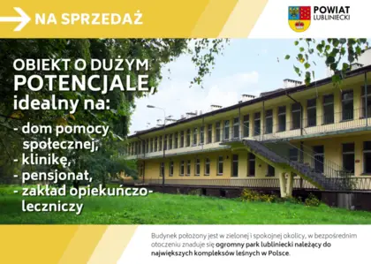Ogłoszenie o drugim przetargu ustnym nieograniczonym na sprzedaż nieruchomości zabudowanej położonej w Lublińcu przy ulicy Grunwaldzkiej, stanowiącej własność Powiatu Lublinieckiego