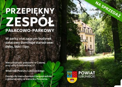 Ogłoszenie o pierwszym przetargu ustnym nieograniczonym na sprzedaż nieruchomości zabudowanej położonej w Ciasnej przy ulicy Lublinieckiej 27, stanowiącej własność Powiatu Lublinieckiego