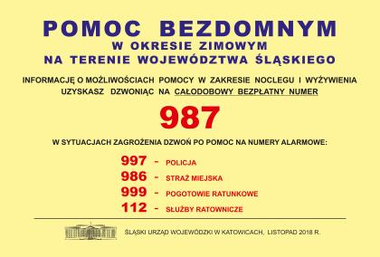 Pomoc bezdomnym w okresie zimowym na terenie województwa śląskiego