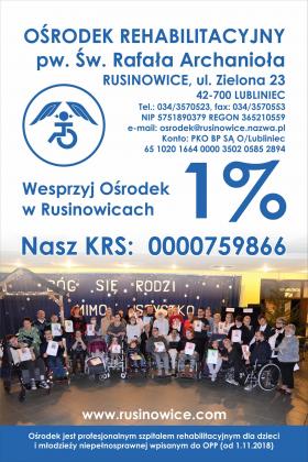 Wesprzyj 1% podatku Ośrodek Rehabilitacyjny pw. Św. Rafała Archanioła w Rusinowicach