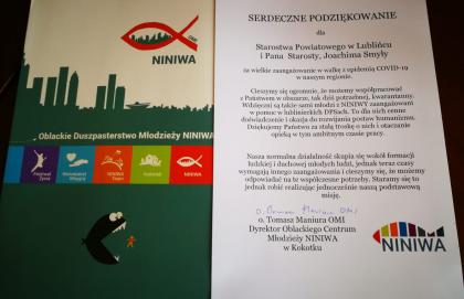 Serdeczne podziękowanie dla Starostwa Powiatowego w Lublińcu i Pana Starosty, Joachima Smyły