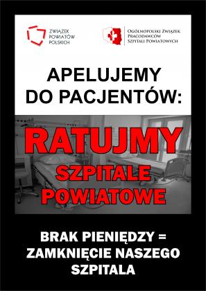 APELUJEMY DO PACJENTÓW: RATUJMY SZPITALE POWIATOWE