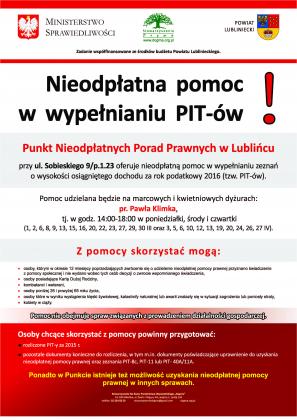 Nieodpłatna pomoc w wypełnianiu PIT-ów