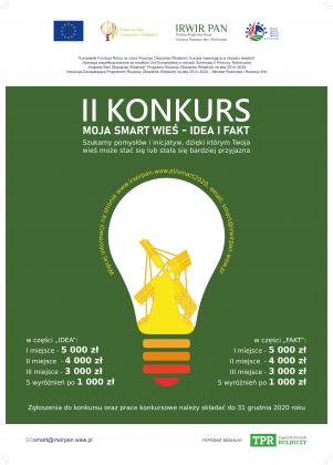 Instytut Rozwoju Wsi i Rolnictwa Polskiej Akademii Nauk (IRWiR PAN) zaprasza serdecznie do udziału w II edycji Konkursu „MOJA SMART wieś. IDEA i FAKT”.