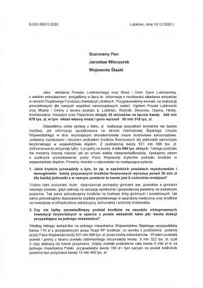 List do Wojewody Śląskiego