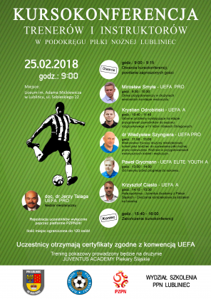 Kursokonferencja dla trenerów i instruktorów piłki nożnej, organizowana przez Podokręg Piłki Nożnej w Lublińcu w dniu 25.02.2018 r.