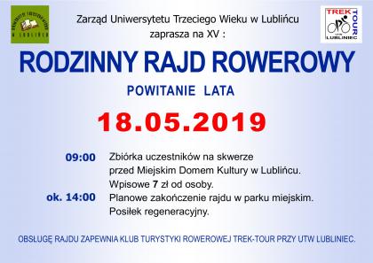 Już w sobotę zapraszamy do udziału w Rodzinnym Rajdzie Rowerowym!