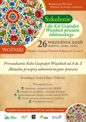 Zaproszenie na szkolenie dla Kół Gospodyń Wiejskich powiatu lublinieckiego