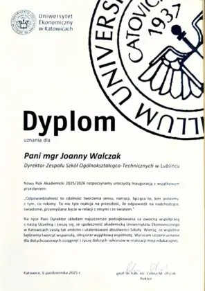 Wyróżnienie dla Zespołu Szkół Ogólnokształcąco-Technicznych w Lublińcu 4